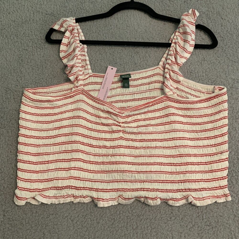 WILD FABLE Red and White Striped Crop Tank Top Smocked NWT XXL Target